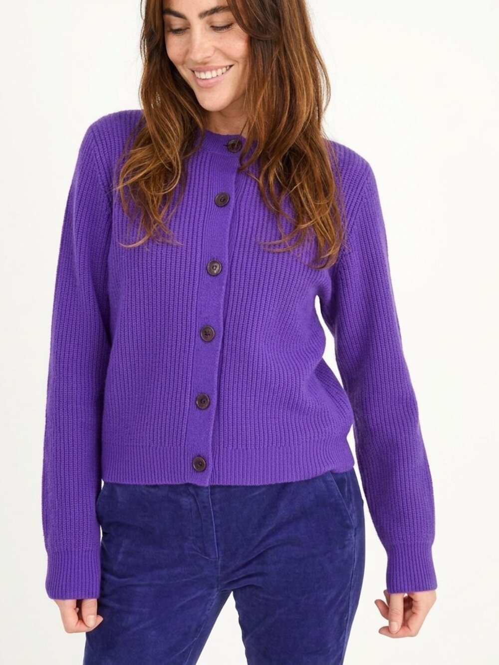 NWOT Jumper 1234 Strickweste Heavy Crew Cashmere Cardigan Violet Purple Womens S
